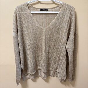 Mango V-Neck Beige Sweater